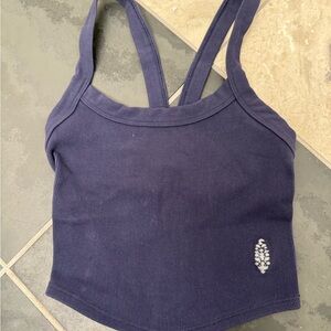 Free People Navy Blue Ribbed Tank Top